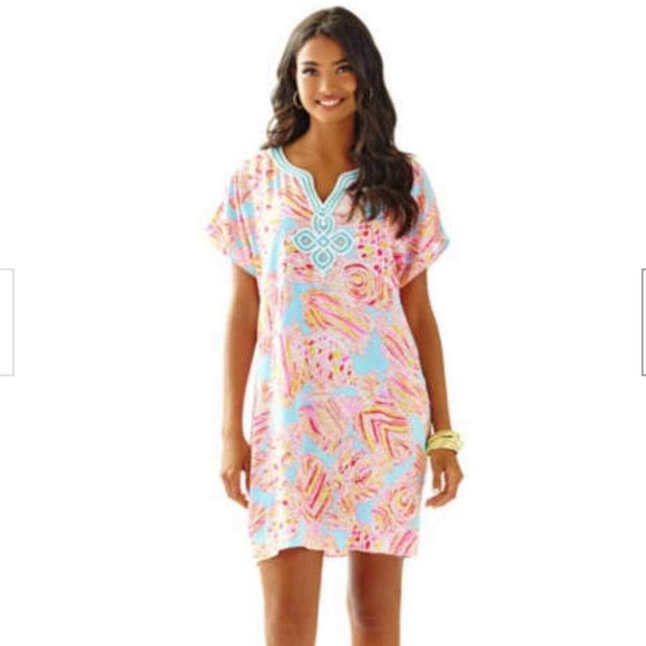 Lilly Pulitzer Harlow Tunic Dress in Breakwater Tini Bikini Rayon Size XS - Picture 1 of 9
